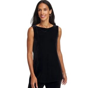 Chico's Design Black Velvet Tank Top Sleeveless‎ Casual Elegant Party Size 1